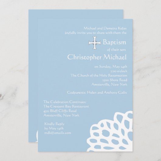 Spitzen- weiße religiöse Einladung (Vorne/Hinten)