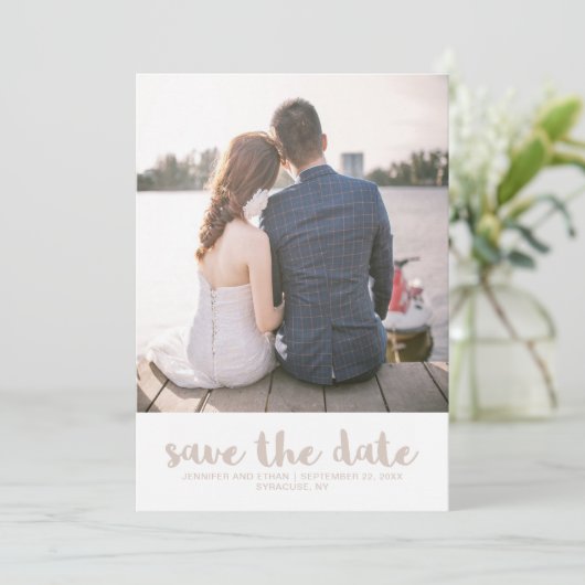 Spitzenaussehen Hochzeitssache Foto Datum speicher Save The Date (Stehend Vorderseite)