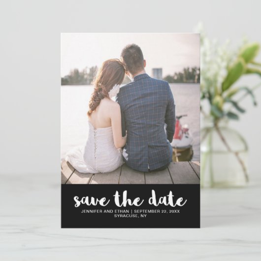Spitzenaussehen Hochzeitssache Foto Datum speicher Save The Date (Stehend Vorderseite)
