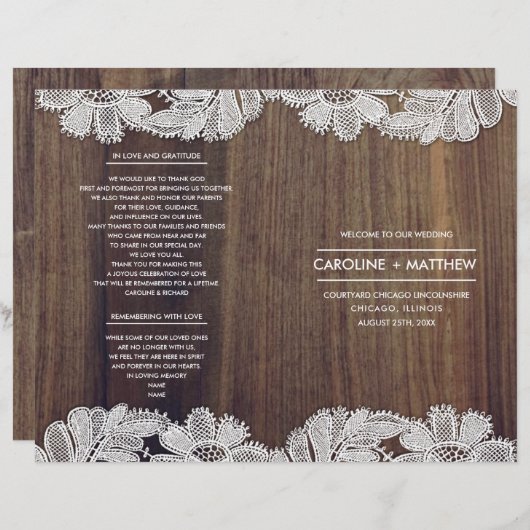 SpitzenBlume | Hochzeitsprogramme für Stallholz (Vorne/Hinten)