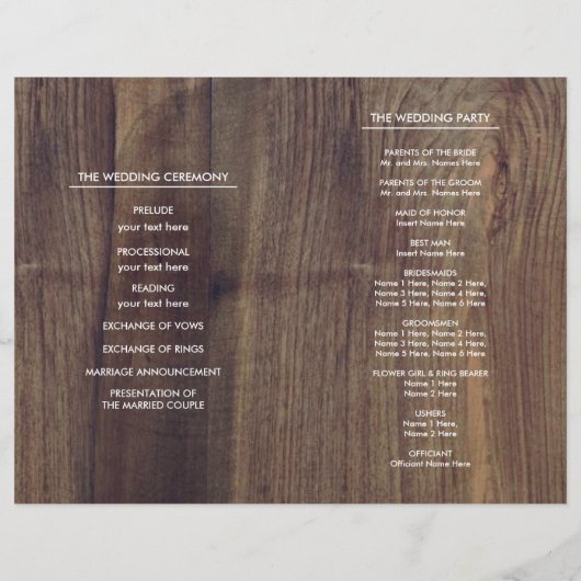 SpitzenBlume | Hochzeitsprogramme für Stallholz (Rückseite)