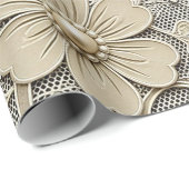 Spitzenblumen-Look mit Perlenzentren Geschenkpapier (Rolleneckpunkt)