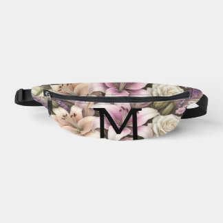 Spitzenblumen mit Monogramm lila Rosen Lavendel Li Bauchtasche
