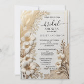 Spitzenfloralgoldfolie Embosses Brautparty Einladung (Vorderseite)