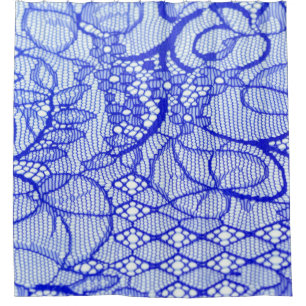 Spitzengewebe in blau. Royal Blue Couture Lace Pat Duschvorhang