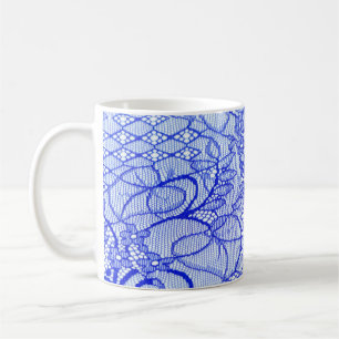 Spitzengewebe in blau. Royal Blue Couture Lace Pat Kaffeetasse