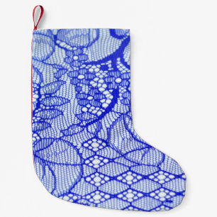 Spitzengewebe in blau. Royal Blue Couture Lace Pat Kleiner Weihnachtsstrumpf