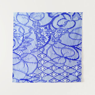 Spitzengewebe in blau. Royal Blue Couture Lace Pat Wandteppich