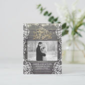 Spitzenholz-Saitenleuchten Rustikales Foto Save th Ankündigungspostkarte (Stehend Vorderseite)