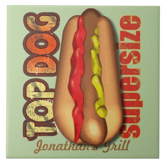 Spitzenhundewürstchen personalisiert fliese (Vorderseite)