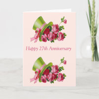 Spitzenhut und Blumen, glücklicher 27.jahrestag