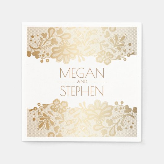 Spitzenklasse Gold und White Wedding Serviette (Vorderseite)