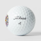 Spitzenmonogramm rosa und gelbe Frühlingsblumen Golfball (Logo)