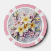 Spitzenmonogramm rosa und gelbe Frühlingsblumen Pokerchips (Rückseite)