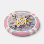 Spitzenmonogramm rosa und gelbe Frühlingsblumen Pokerchips (Einzeln)