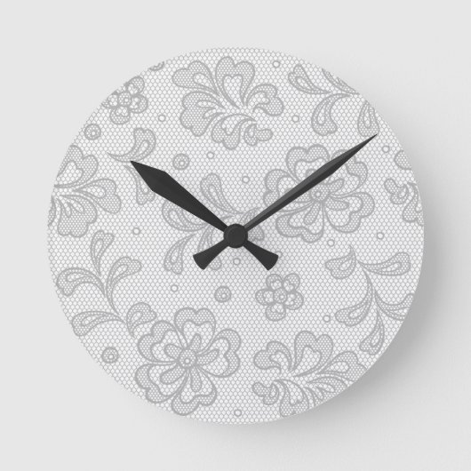 Spitzenmuster, Blume Vintag 1 Runde Wanduhr (Vorderseite)