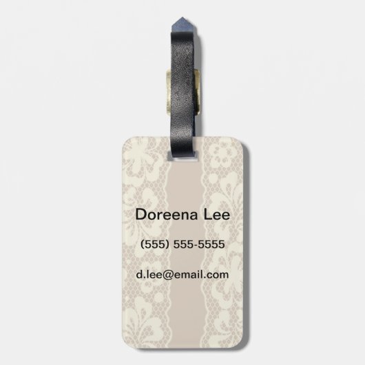 Spitzenmuster, Blume Vintag 7 Gepäckanhänger (Rückseite vertikal)