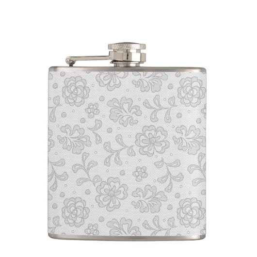 Spitzenmuster, Blumen vintage 1 Flachmann (Vorderseite)