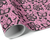 Spitzenmuster mit Schmetterlingen Geschenkpapier (Rolleneckpunkt)