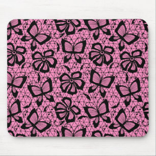 Spitzenmuster mit Schmetterlingen Mousepad