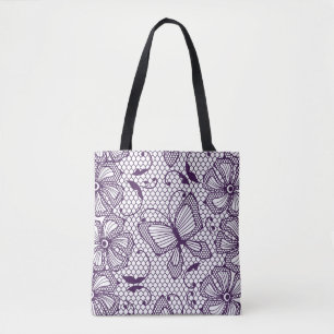 Spitzenmuster mit Schmetterlingen Tasche