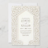 Spitzenpräge-Vintage-elegante QR-Code-Hochzeit Einladung (Vorderseite)