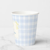 Spitzenrahmen Blau Gingham Brautparty Pappbecher (Rückseite)