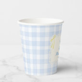 Spitzenrahmen Blau Gingham Brautparty Pappbecher (Vorderseite)