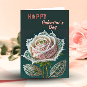 Spitzenrose Galentine`s Day Valentinstag  Feiertagskarte