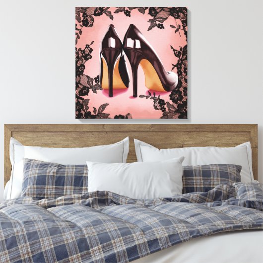 Spitzenschwarzer Stiletto Leinwanddruck (Insitu (Schlafzimmer))