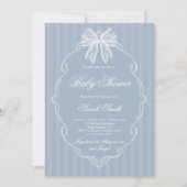 Spitzenstaub Blau Baby Shower Einladung (Vorderseite)