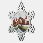 SPITZENSteeplechase Schneeflocken Zinn-Ornament (Rechts)