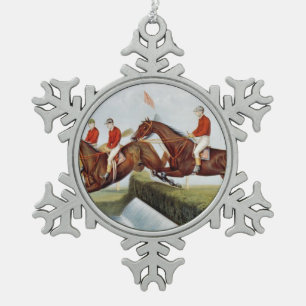 SPITZENSteeplechase Schneeflocken Zinn-Ornament