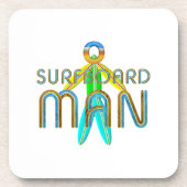 SPITZENsurfbrett-Mann Untersetzer (Vorderseite)