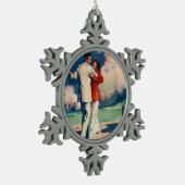 SPITZENTango-Sommer Schneeflocken Zinn-Ornament (Links)
