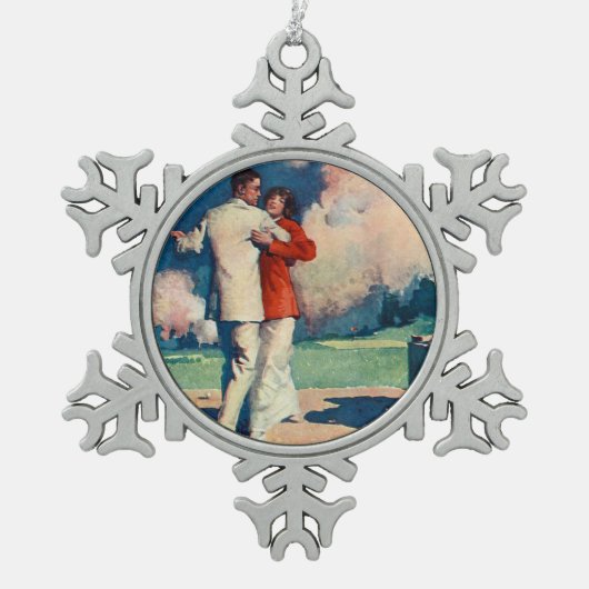 SPITZENTango-Sommer Schneeflocken Zinn-Ornament (Vorderseite)