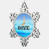 SPITZENtauchen Schneeflocken Zinn-Ornament (Rechts)