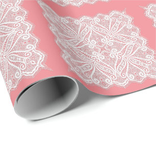 Spitzenuntersetzer sehen rosa weiß vintage altmodi geschenkpapier