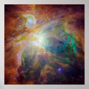 Spitzer und Hubble schaffen buntes Meisterwerk Poster
