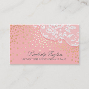Spitzeund Goldconfetti-Rosa-Vintages elegantes Visitenkarte