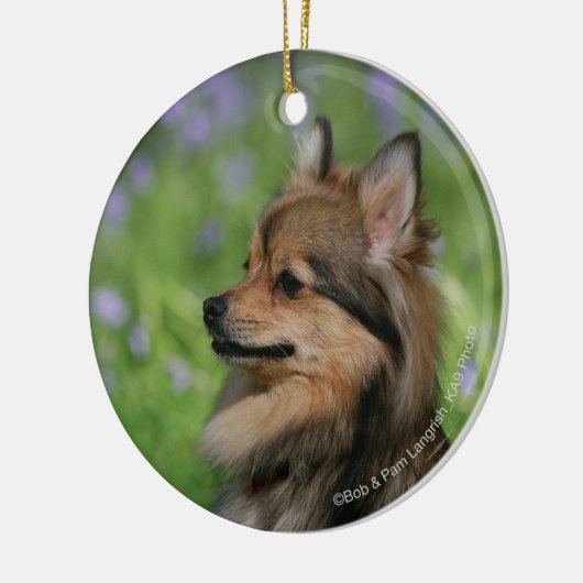 Spitzheadshot-Sitzen Keramikornament (Links)