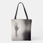 Spitzige Hand auf der Glasplatte Halloween Totbeut Tasche (Rückseite)