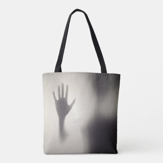 Spitzige Hand auf der Glasplatte Halloween Totbeut Tasche (Rückseite)