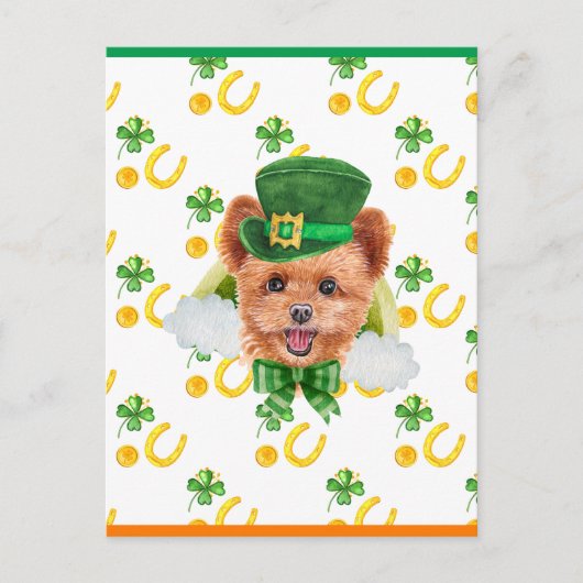 Spitzpoo Kleeblatt St. Patricks Day Feiertagspostkarte (Vorderseite)