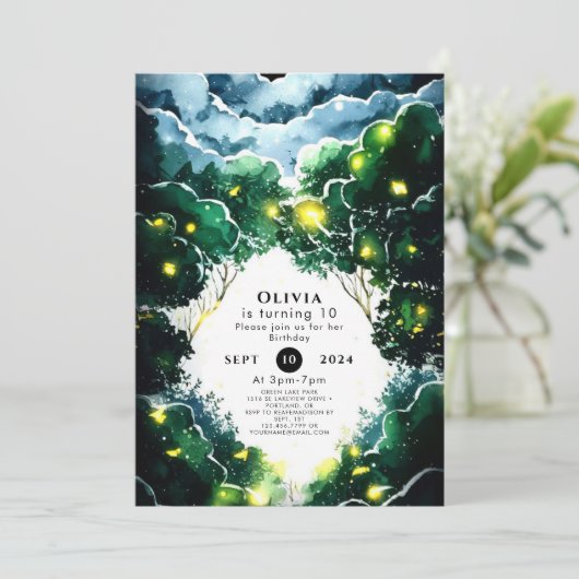 Spitzschwanz-Wald zum Geburtstag Einladung (Stehend Vorderseite)