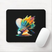 Splash Art Badminton Player Shuttle Racket Sports Mousepad (Mit Mouse)