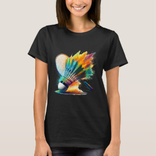 Splash Art Badminton Player Shuttle Racket Sports T-Shirt