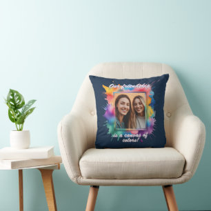 Splash-Art, Bunter Bilderrahmen mit Farbklecksen Kissen