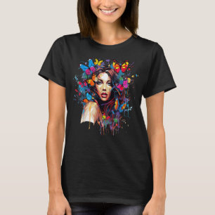 Splash Art Butterflies Girl Colorful Butterfly T-Shirt
