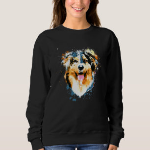 Splash Art Colorful Australian Shepherd Dog Sweatshirt